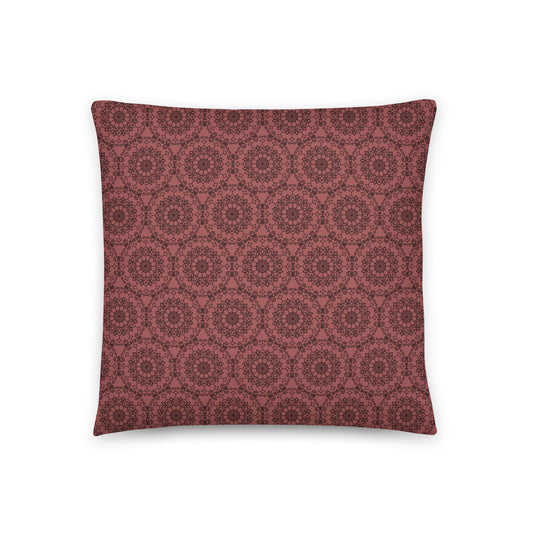 Back of the 18″×18″ throw pillow with the 'Dodecagon' rose geometric pattern.