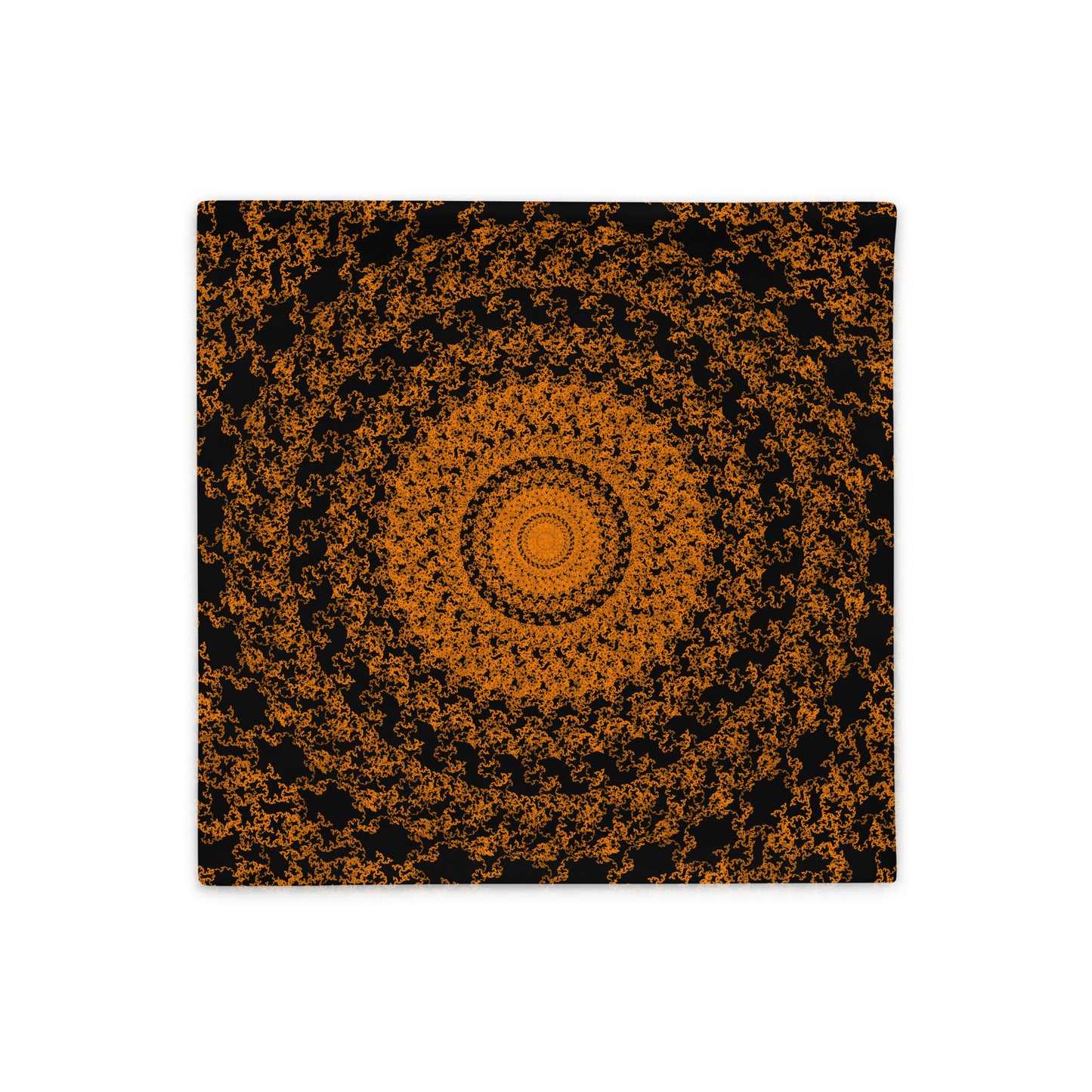 Back of the 18″×18″ throw pillow cover with the 'The Sun' orange and black geometric design.