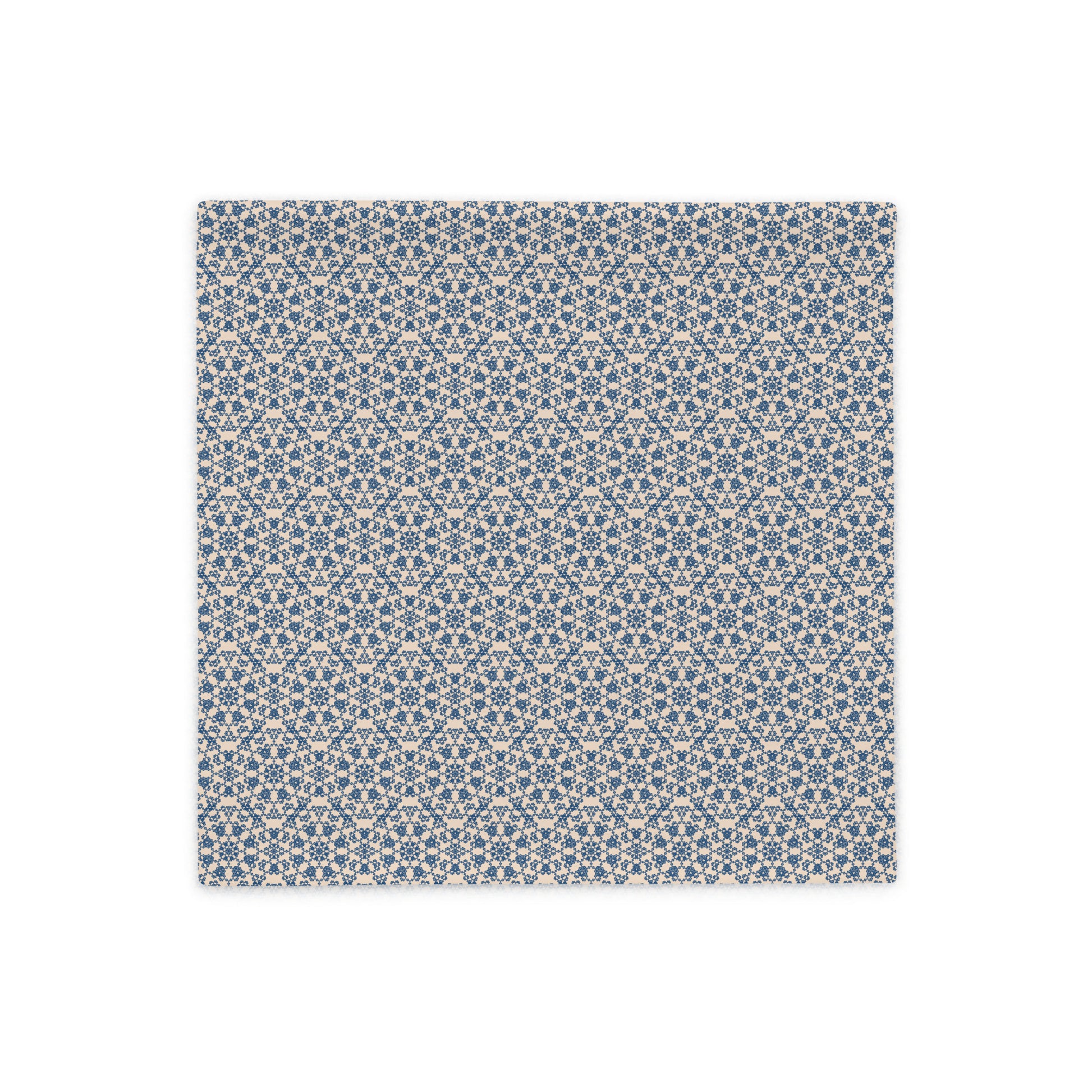 Back of the 18″×18″ throw pillow cover with the ‘Octagon’ navy and beige geometric pattern.