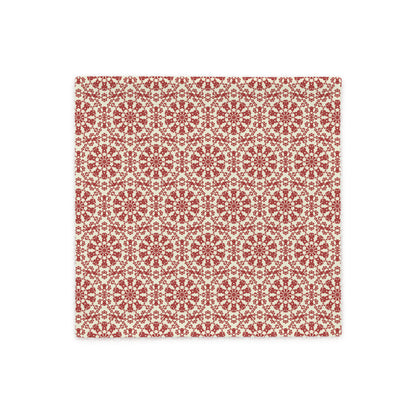 Back of the 18″×18″ throw pillow cover with the ‘Decagon’ terracotta and beige geometric pattern.