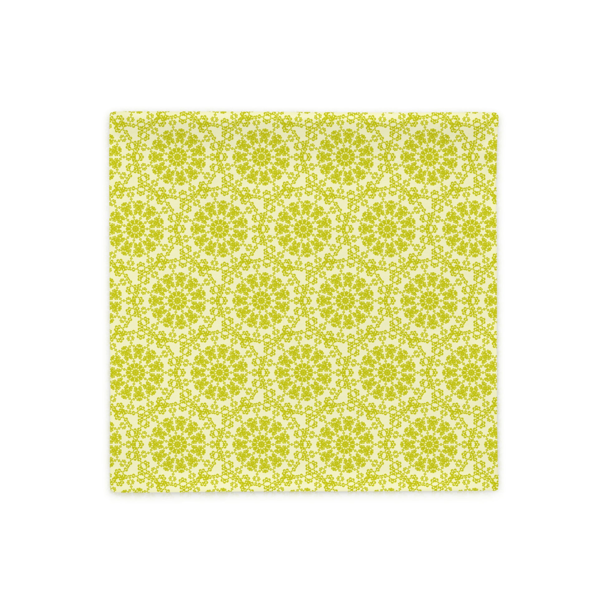 Back of the 18″×18″ throw pillow cover with the 'Hendecagon' yellow-green geometric pattern