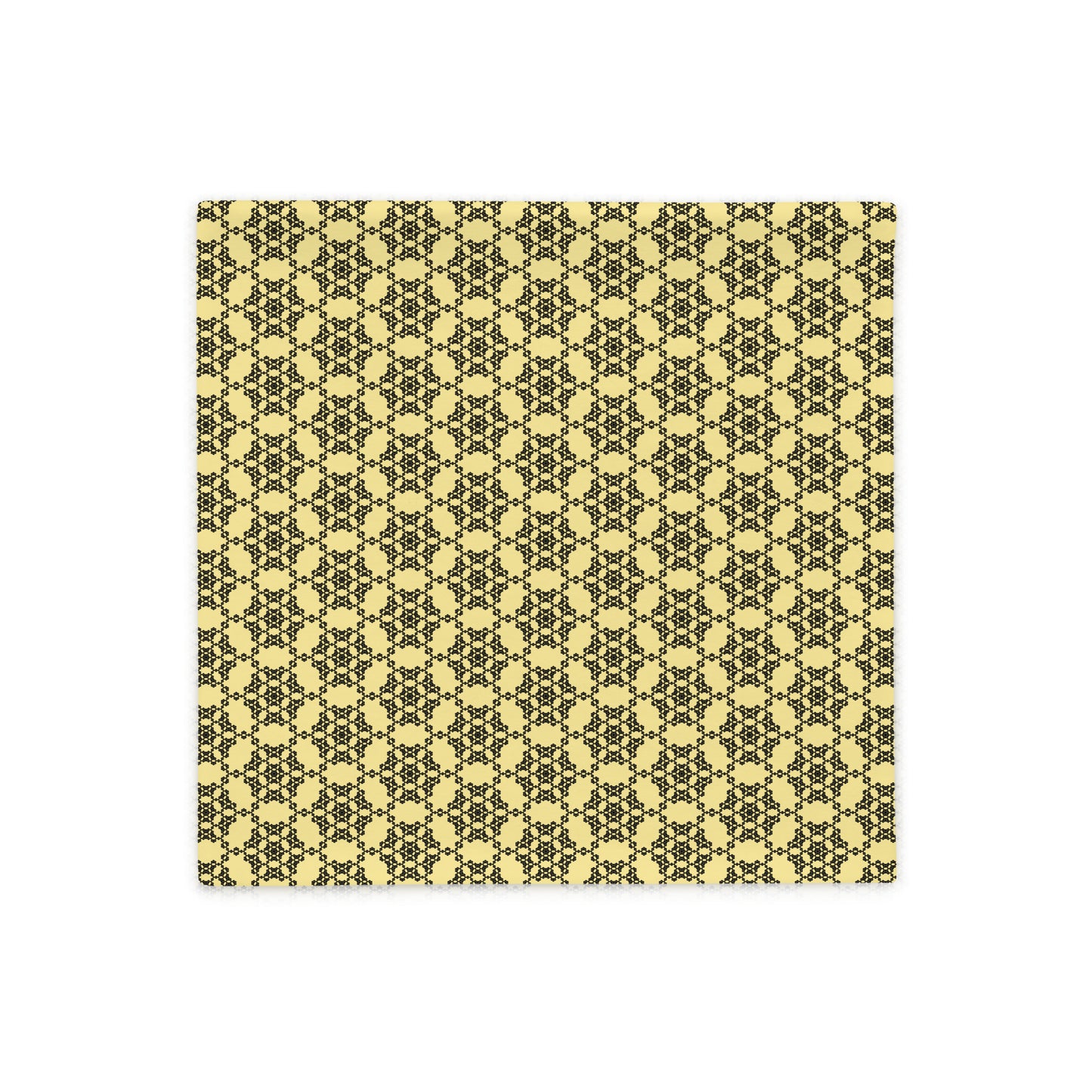 Front of the 18″×18″ throw pillow with the 'Hexagon' yellow and black geometric pattern.