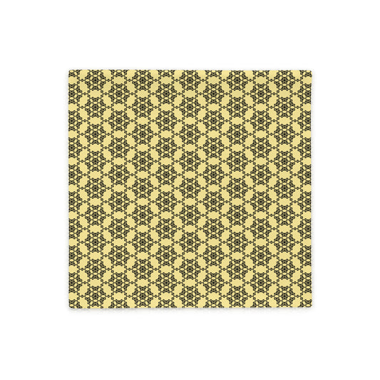 Front of the 18″×18″ throw pillow with the 'Hexagon' yellow and black geometric pattern.