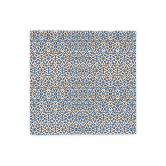 Front of the 18″×18″ throw pillow cover with the ‘Octagon’ navy and beige geometric pattern.