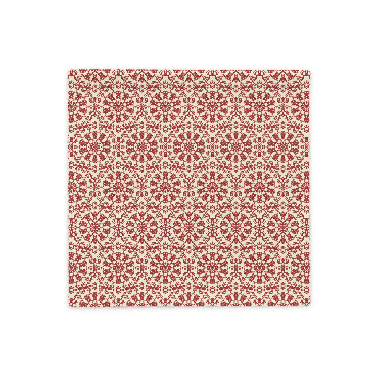Front of the 18″×18″ throw pillow cover with the ‘Decagon’ terracotta and beige geometric pattern.