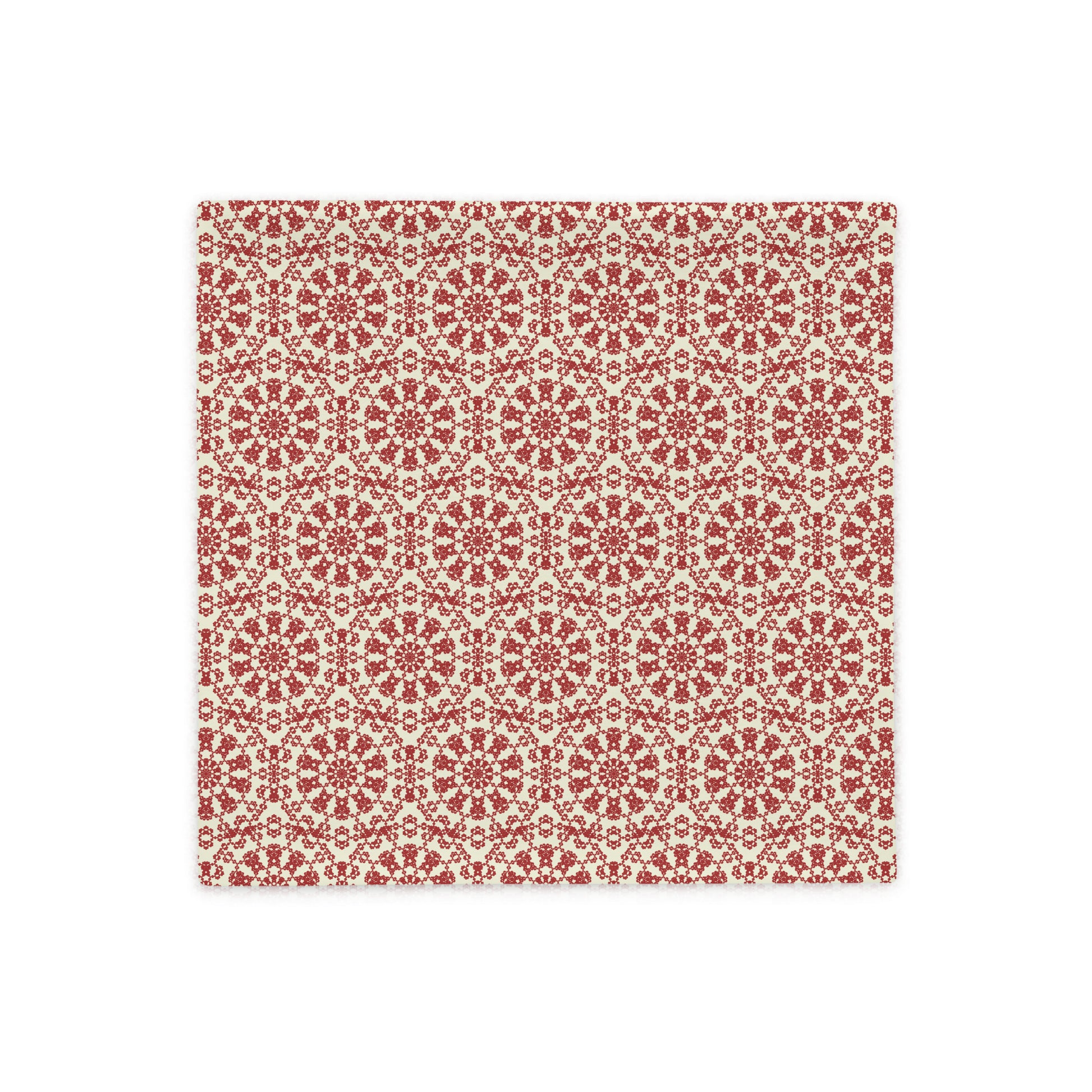 Front of the 18″×18″ throw pillow cover with the ‘Decagon’ terracotta and beige geometric pattern.