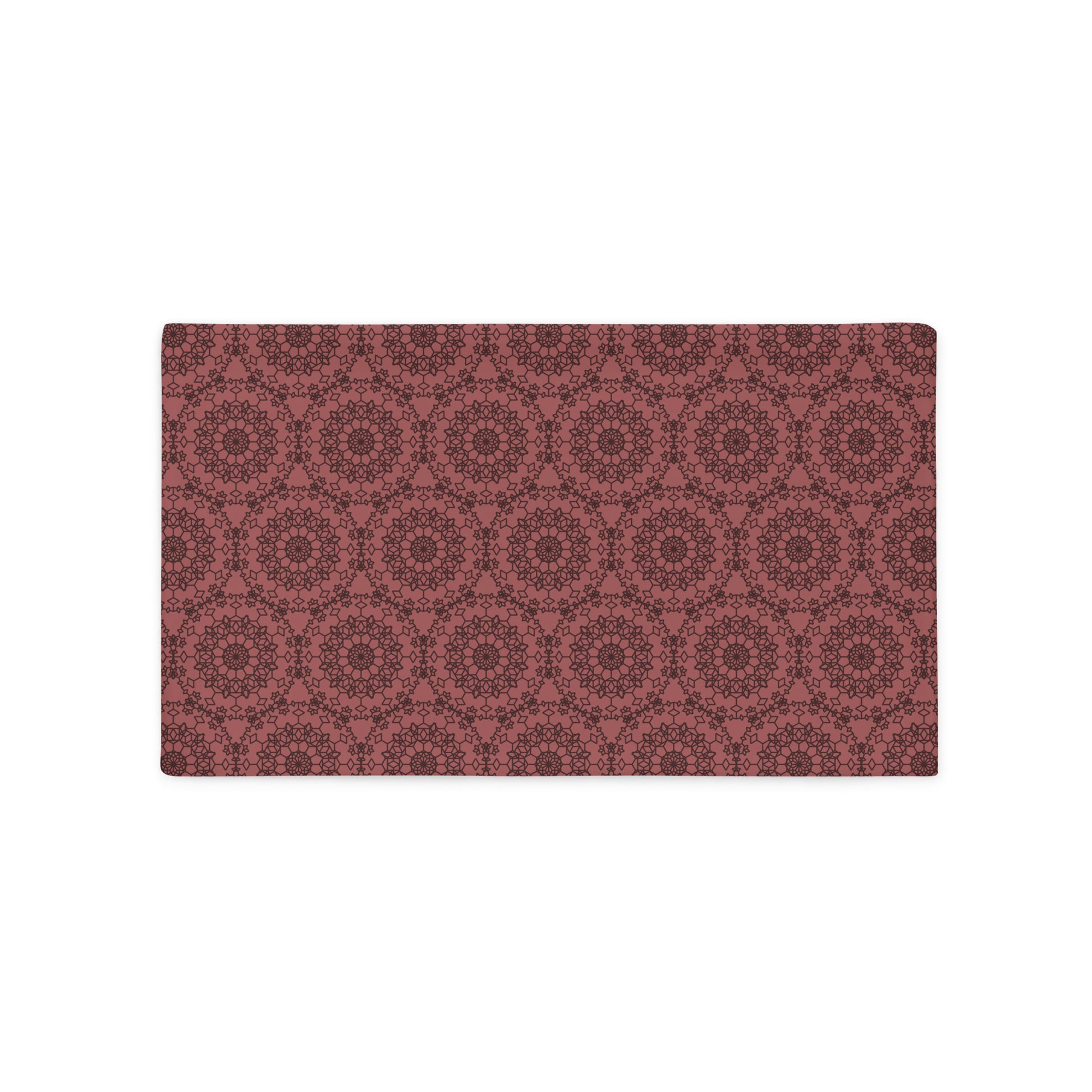 Back of the 20″×12″ throw pillow cover with the 'Dodecagon' rose geometric pattern.