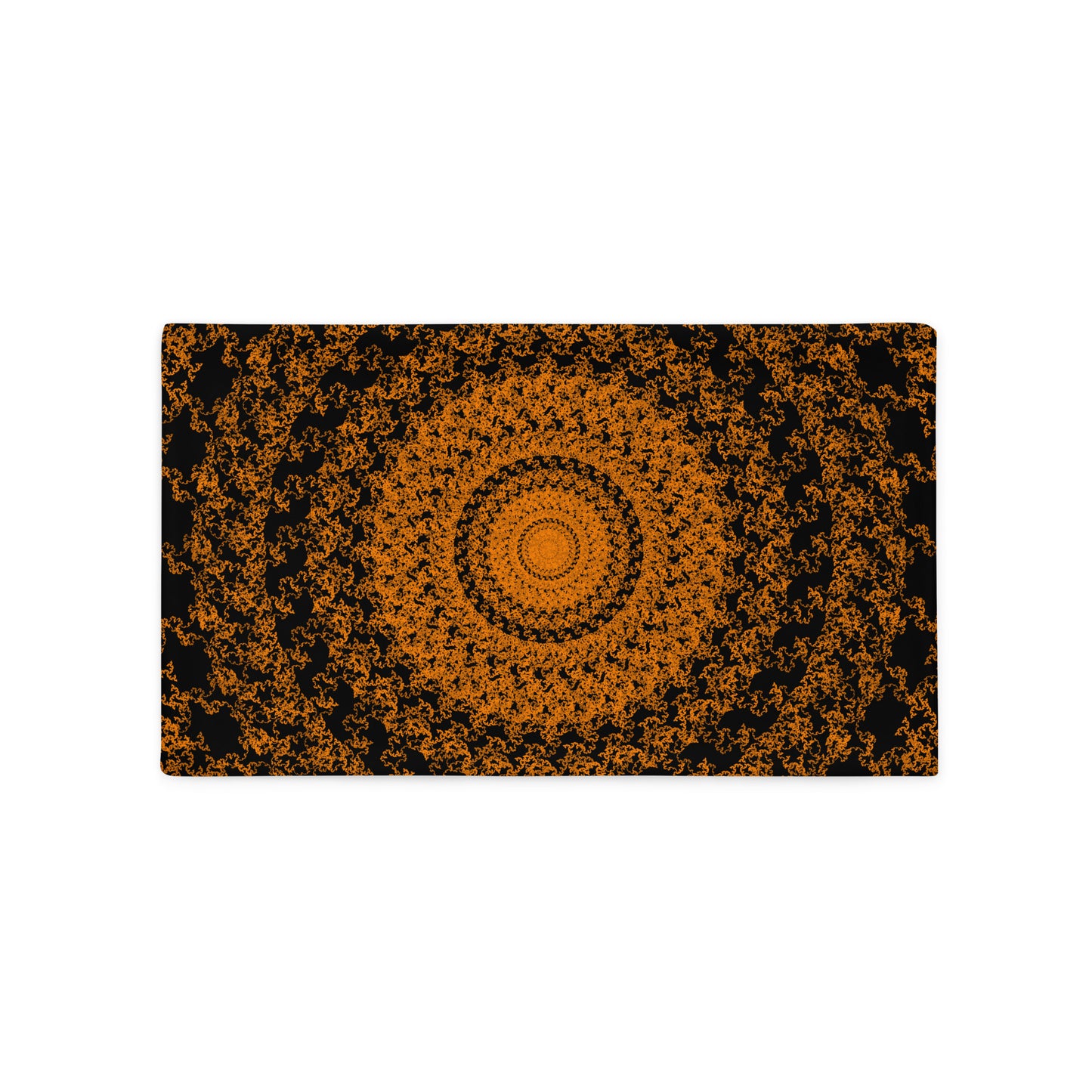 Front of the 20″×12″ throw pillow cover with the 'The Sun' orange and black geometric design.