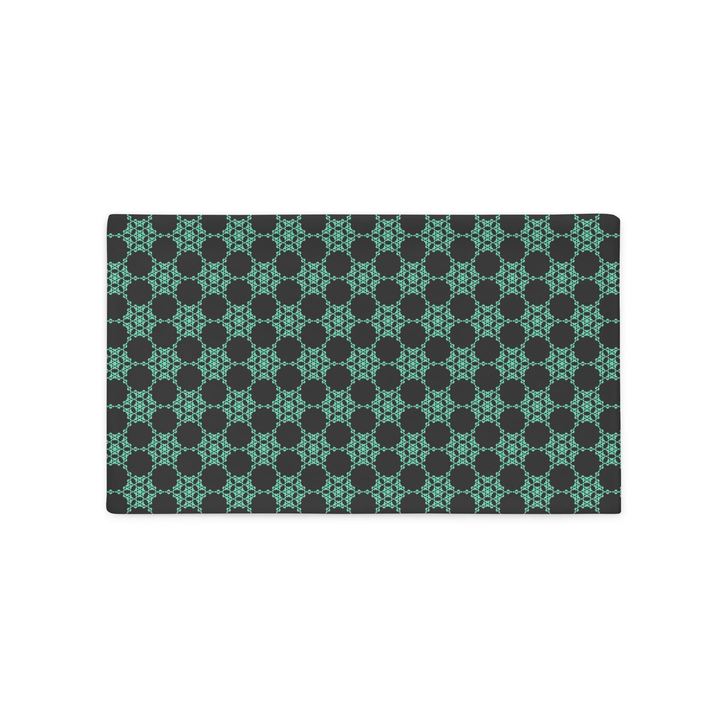 Front of the 20″×12″ throw pillow cover with the 'Flowers Victory' dark grey and green geometric pattern.