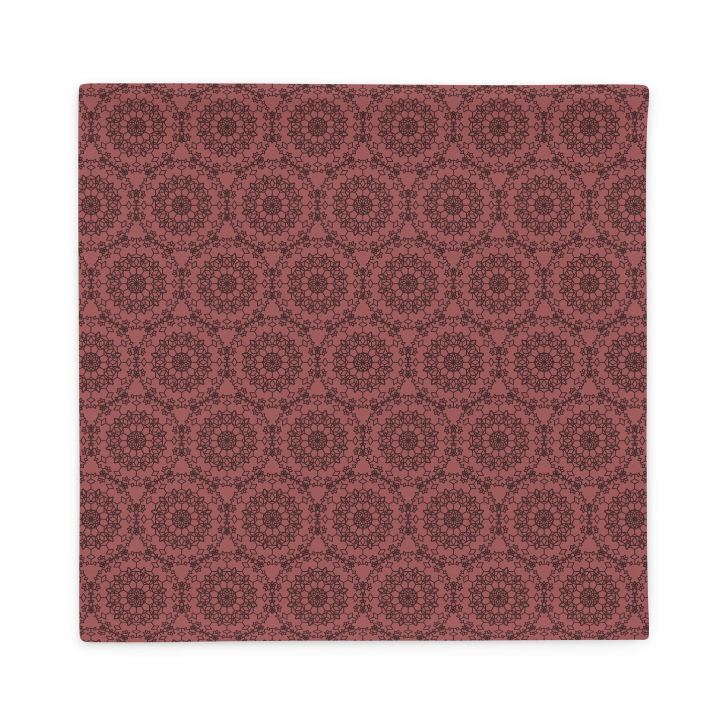 Back of the 22″×22″ throw pillow cover with the 'Dodecagon' rose geometric pattern.