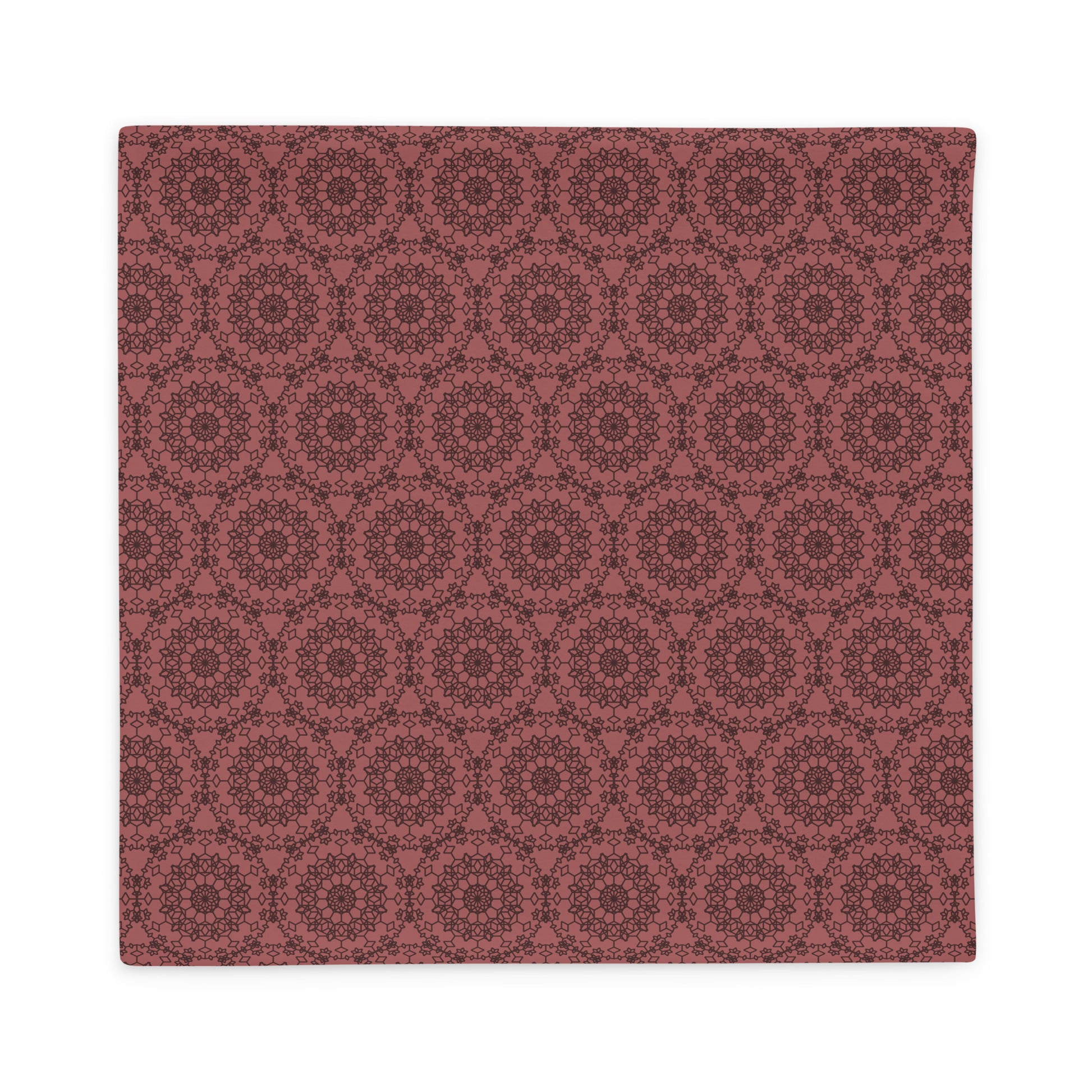 Back of the 22″×22″ throw pillow cover with the 'Dodecagon' rose geometric pattern.