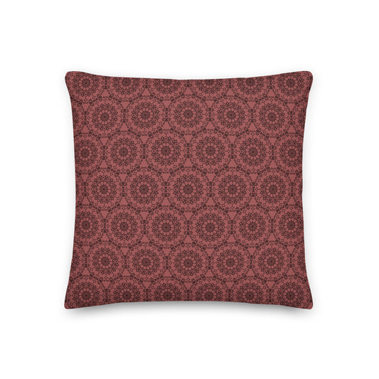 Front of the 18″×18″ premium throw pillow with the 'Dodecagon' rose geometric pattern.