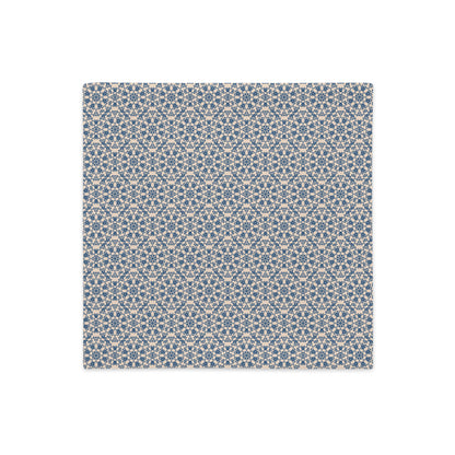 Back of the 18″×18″ premium throw pillow cover with the ‘Octagon’ navy and beige geometric pattern.