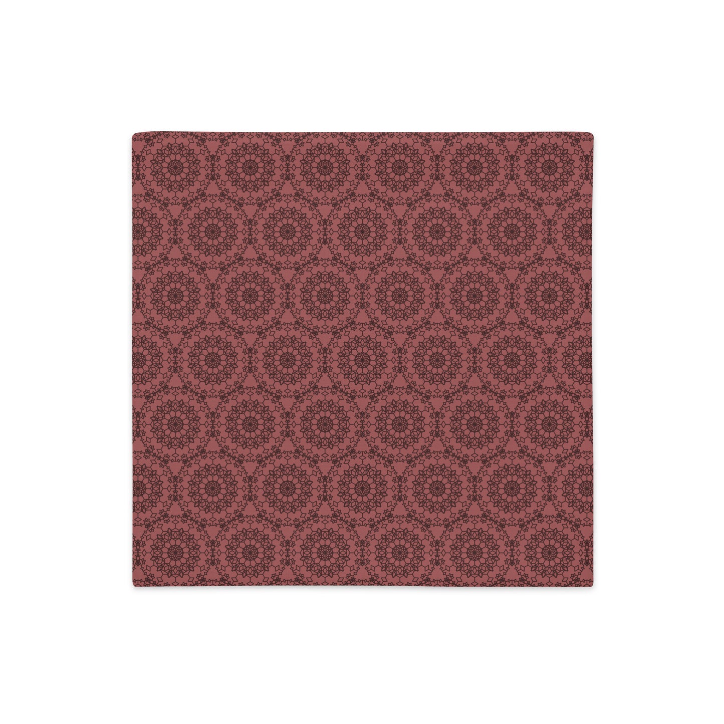 Back of the 18″×18″ premium throw pillow cover with the 'Dodecagon' rose geometric pattern.