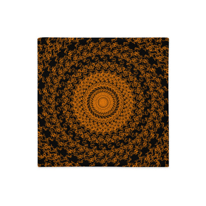 Front of the 18″×18″ premium throw pillow cover with the 'The Sun' orange and black geometric design.
