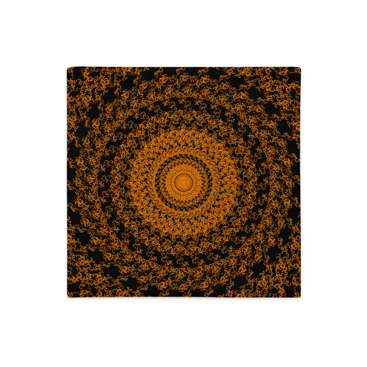 Front of the 18″×18″ premium throw pillow cover with the 'The Sun' orange and black geometric design.