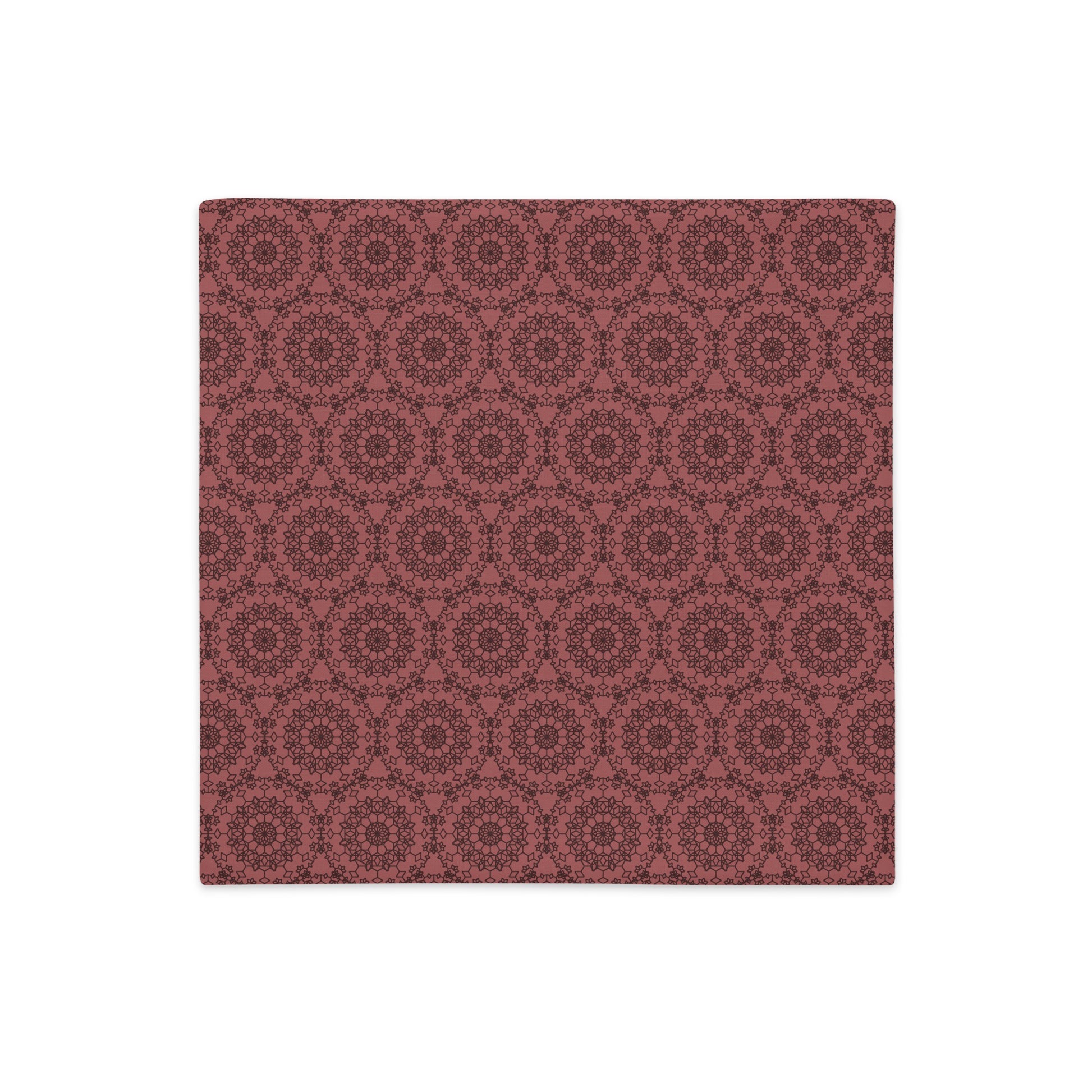 Front of the 18″×18″ premium throw pillow cover with the 'Dodecagon' rose geometric pattern.