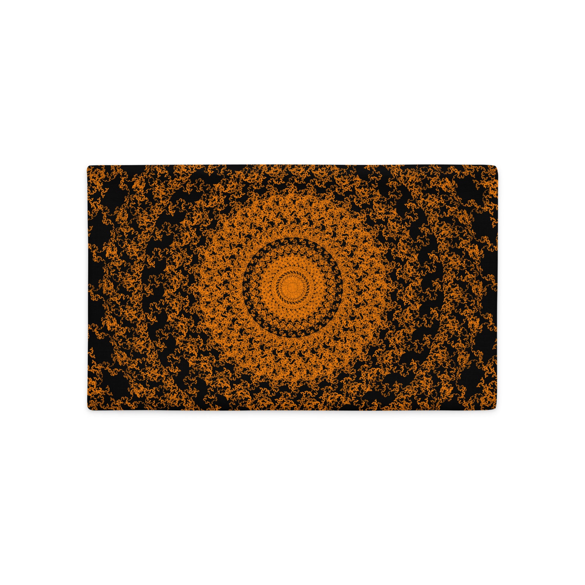 Back of the 20″×12″ premium throw pillow cover with the 'The Sun' orange and black geometric design.