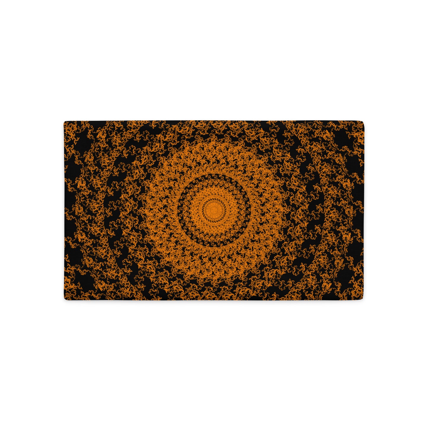 Front of the 20″×12″ premium throw pillow cover with the 'The Sun' orange and black geometric design.