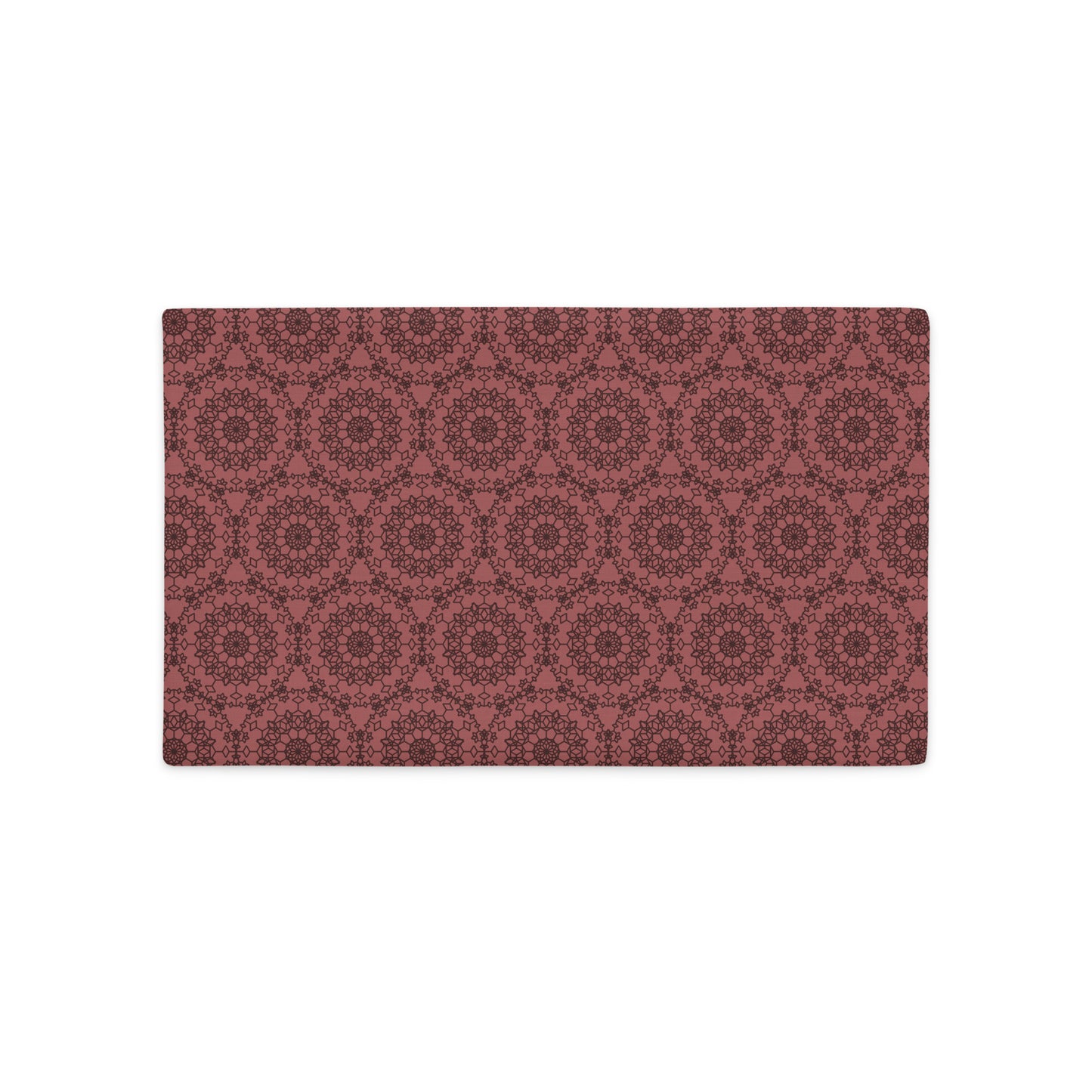 Front of the 20″×12″ premium throw pillow cover with the 'Dodecagon' rose geometric pattern.