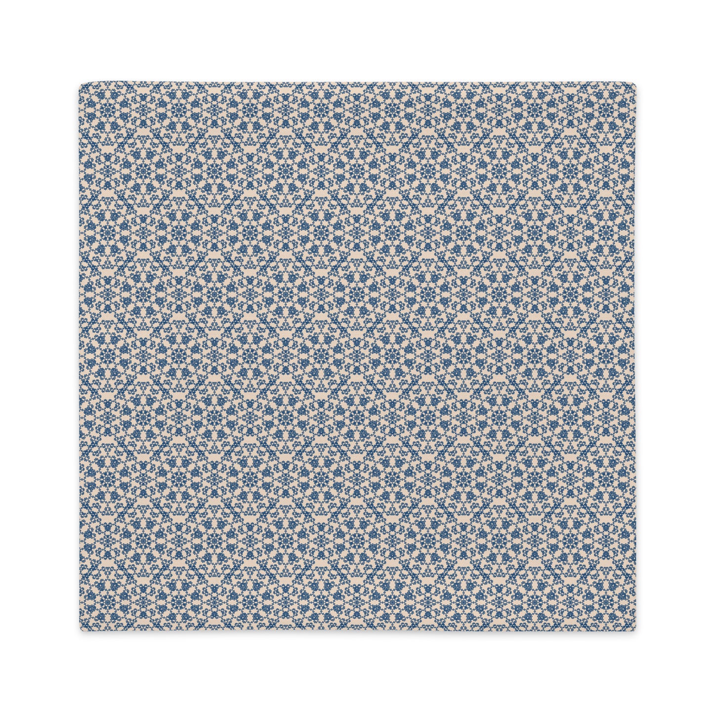 Back of the 22″×22″ premium throw pillow cover with the ‘Octagon’ navy and beige geometric pattern.